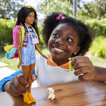 BARBIE BROOKLYN DREDY NA KEMPINGU LALKA AKCESORIA PLECAK ŚPIWÓR HDF74