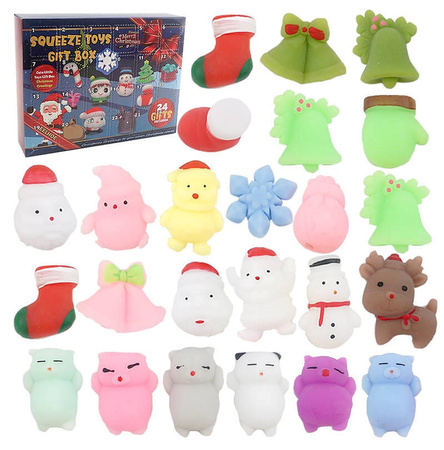 KALENDARZ ADWENTOWY DLA DZIECI GNIOTEK MOCHI SQUISHY GNIOTKI ŚWIĄTECZNE