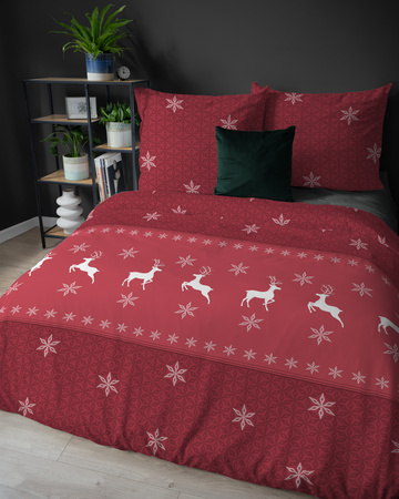 POŚCIEL ŚWIĄTECZNA ŚWIĘTA CZERWONA RENIFER FLANELA 220X200