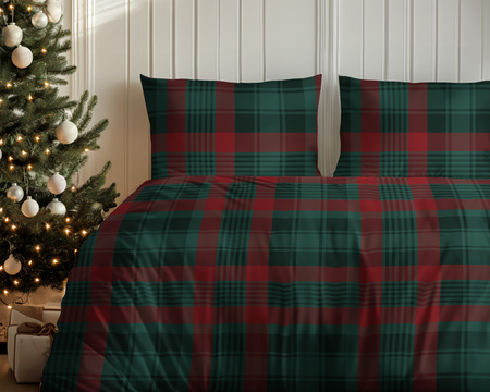 POŚCIEL ŚWIĘTA ŚWIĄTECZNA KRATKA BAWEŁNA SATYNOWA 160X200 GWIAZDKA