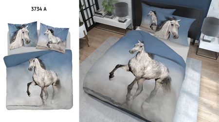 BIAŁY KOŃ KONIE KONIK POŚCIEL NATURA BAWEŁNA 160X200 2 POSZEWKI