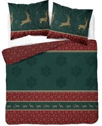 ŚWIĘTA ŚWIĄTECZNA POŚCIEL RENIFERY ZIELONA BAWEŁNA 160X200