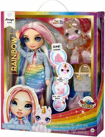 RAINBOW HIGH CLASSIC LALKA FASHION AMAYA SLIME ZWIERZĄTKO
