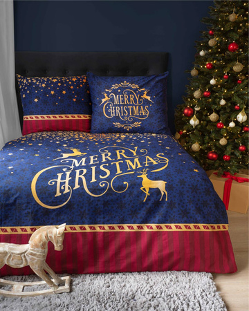 POŚCIEL ŚWIĄTECZNA ŚWIĘTA RENIFERY 160X200 BAWEŁNA