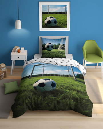 PIŁKA NOŻNA FOOTBALL BRAMKA GOL PIŁKI POŚCIEL BAWEŁNA FLUO ŚWIECI 140X200