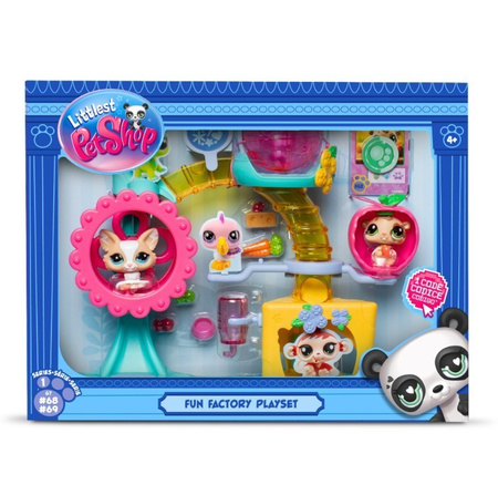 LITTLEST PET SHOP DUŻY ZESTAW FABRYKA ZABAWY 2 FIGURKI ZWIERZĄTEK DODATKI