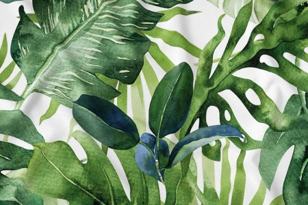 OBRUS NA STÓŁ BOHO LIŚCIE MONSTERA BAWEŁNA ZIELONY 140X220