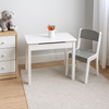 STOLIK BIAŁY SIWY DREWNIANY Z POJEMNIKIEM KRZESEŁKO ZESTAW DLA DZIECI MEBLE