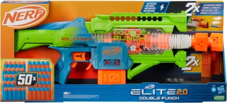 Pistolet Nerf Elite Wyrzutnia Double Punch Blaster 50 strzałek