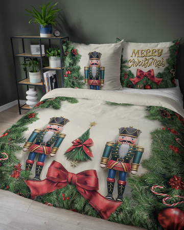 POŚCIEL ŚWIĄTECZNA ŚWIĘTA DZIADEK ŻOŁNIERZYK CHOINKA BAWEŁNA 160X200