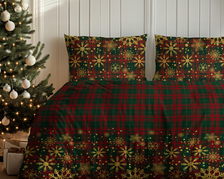 POŚCIEL ŚWIĘTA ŚWIĄTECZNA KRATKA BAWEŁNA SATYNOWA 160X200 GWIAZDKA