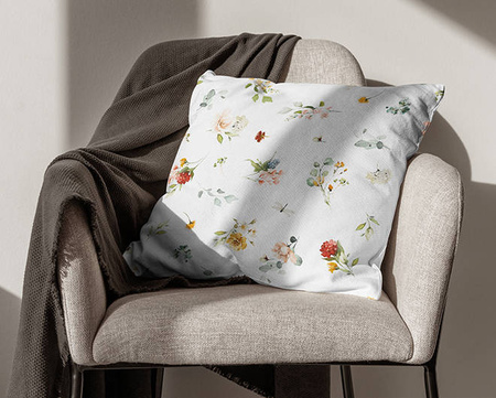 LIŚCIE KWIATY BOHO PODUSZKA JASIEK BAWEŁNA + WKŁAD