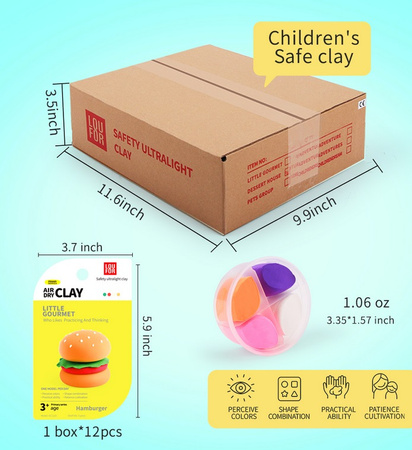 MASA PLASTYCZNA ZESTAW 12 SZTUK SUPER CLAY PIANKOLINA CIASTECZKA
