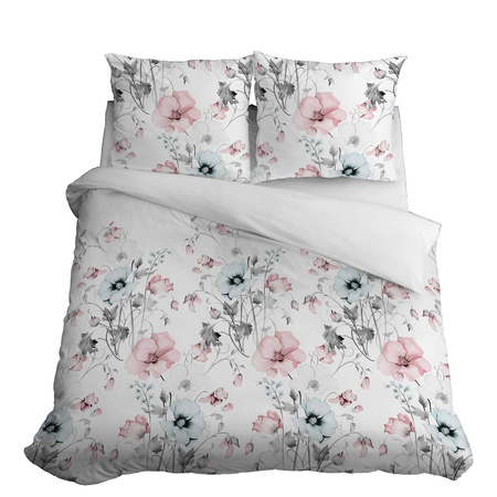 POŚCIEL KWIATKI ŁĄKA OGRÓD BIAŁA BAWEŁNA DO SYPIALNI 220X200