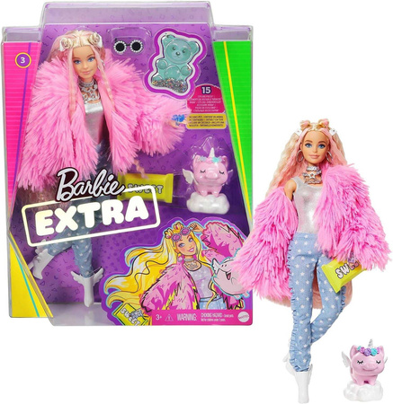 LALKA BARBIE EXTRA lalka + świnkorożec + akcesoria