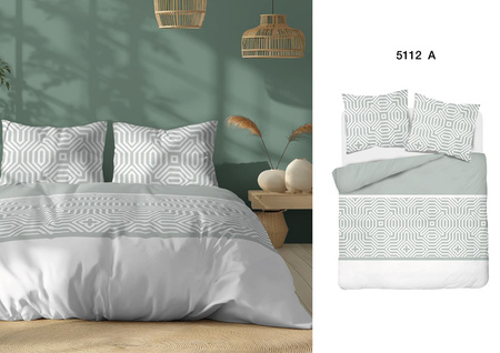 Pościel Bawełniana 220x200 Miętowa Geometria 5112 A Bawełna