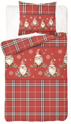 POŚCIEL ŚWIĄTECZNA ŚWIĘTA CZERWONA KRASNAL KRATA BAWEŁNA FLANELA 140X200