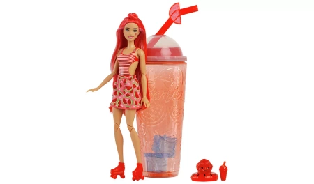 BARBIE POP REVEAL LALKA OWOCOWY SOK ARBUZ NIESPODZIANKI ZESTAW KUBEK SLIME