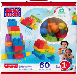 MEGA BLOKS FISHER PRICE DUŻE KLOCKI 60 ELEMENTÓW W TORBIE DLA DZIECI 1+