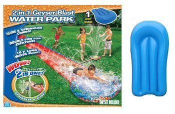 ŚLIZG WODNY POJEDYŃCZY ŚLIZGAWKA FONTANNĄ + DESKA