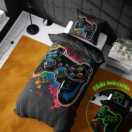 Pościel 160X200 z Padem dla Gracza Świecąca – Nowoczesny, Kolorowy Motyw