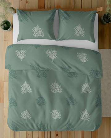 Pościel Szałwiowa z Liśćmi Paproci Geometrycznymi 160x200 Bawełna