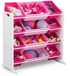 DUŻY RÓŻOWY BIAŁY REGAŁ ZABAWKI POJEMNIKI DZIECI