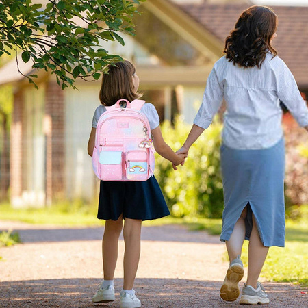 TĘCZOWY PLECAK SZKOLNY TORNISTER A4 + BRELOK