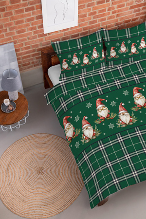 POŚCIEL ŚWIĄTECZNA ŚWIĘTA CZERWONA KRASNAL KRATA BAWEŁNA FLANELA 160X200