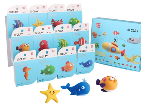 MASA PLASTYCZNA ZESTAW 12 SZTUK SUPER CLAY PIANKOLINA RYBKI OCEAN