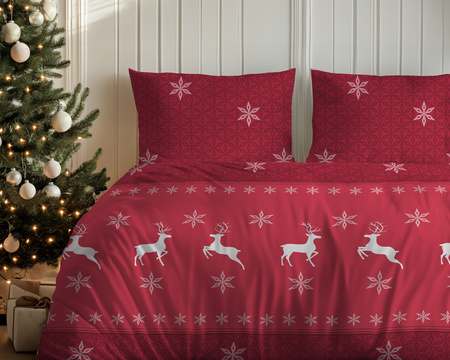 POŚCIEL ŚWIĄTECZNA ŚWIĘTA CZERWONA RENIFER FLANELA 220X200