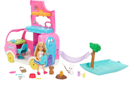 BARBIE KAMPER CHELSEA LALECZKA CHELSEA I 2 ZWIERZĄTKA HNH90