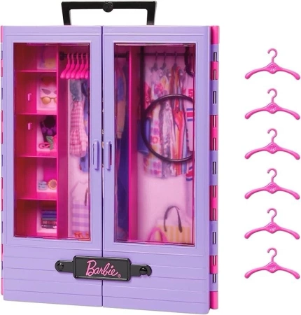 BARBIE SZAFA MARZEŃ NA UBRANKA GARDEROBA DLA LALKI WIESZAKI + LALKA MATTEL