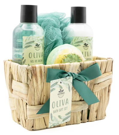 BCS KOSZ ZESTAW PREZENTOWY ŚWIĄTECZNY KOSMETYKÓW CIAŁA KĄPIELI SPA OLIWKOWY