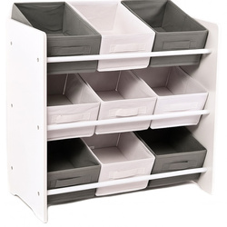 SIWY BIAŁY SZARY REGAŁ POJEMNIKI ZABAWKI ORGANIZER