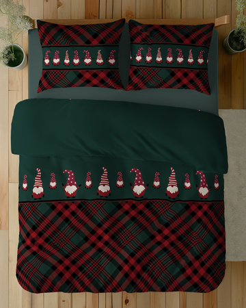ŚWIĘTA ŚWIĄTECZNA POŚCIEL ELF ELFY ZIELONA KRATKA BAWEŁNA 160X200