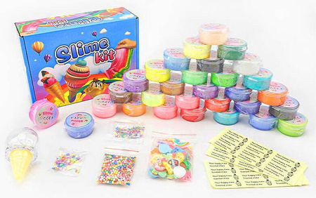 MASA PLASTYCZNA ZESTAW DO ROBIENIA SLIME GLUTÓW BUTTER 30 KOLORÓW AKCESORIA