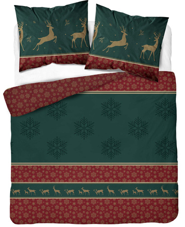 ŚWIĘTA ŚWIĄTECZNA POŚCIEL RENIFERY ZIELONA BAWEŁNA 160X200