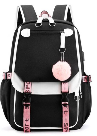 PLECAK SZKOLNY MŁODZIEŻOWY MIEJSKI DO SZKOŁY A4 POMPON