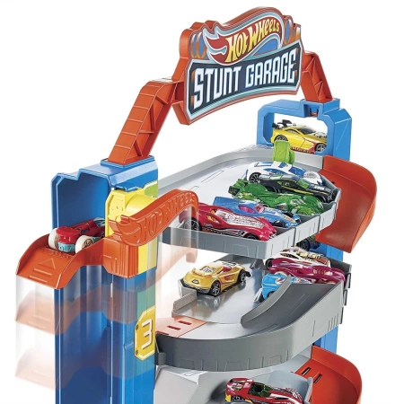 HOT WHEELS CITY STUNT GARAGE ZESTAW GARAŻ PARKING Z WINDĄ + autko
