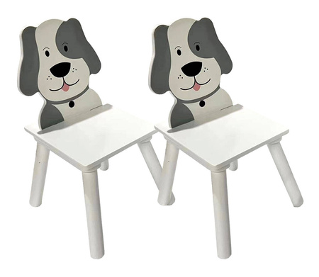 PIES PIESEK BIAŁY STOLIK STÓŁ DLA DZIECI DREWNIANY 2 KRZESŁA KRZESEŁKA