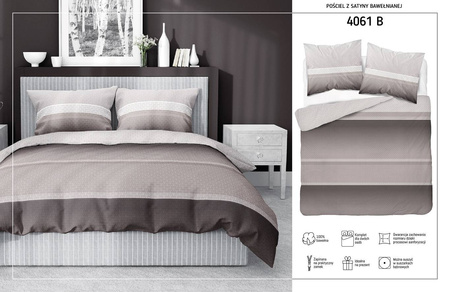 BEŻOWA BRĄZOWA POŚCIEL Bawełna satynowa 220X200