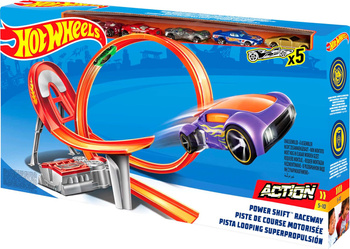 HOT WHEELS KASKADERSKI TOR SAMOCHODOWY zestaw tory pętla z napędem +5 autek