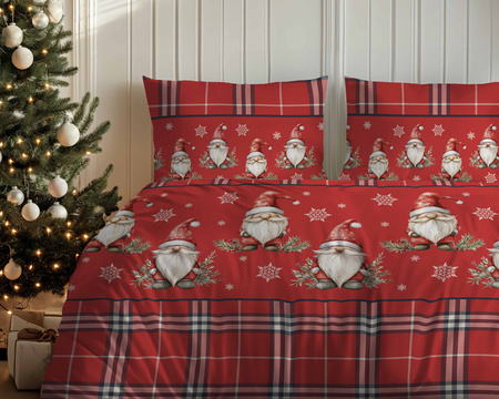 POŚCIEL ŚWIĄTECZNA ŚWIĘTA CZERWONA KRASNAL KRATA BAWEŁNA FLANELA 160X200