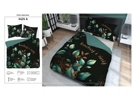 EKSKLUZYWNA ZIELONA LIŚCIE BOHO POŚCIEL 220x200