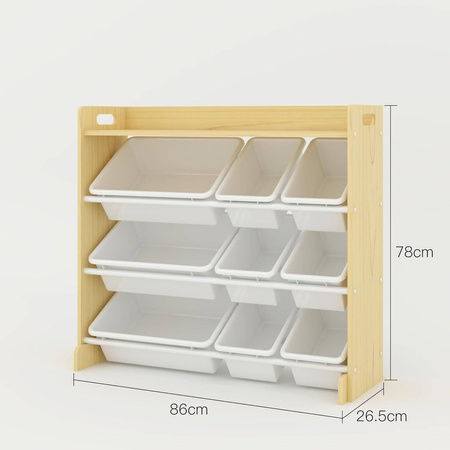 DREWNIANY BIAŁY REGAŁ POJEMNIKI PÓŁKA ORGANIZER DLA DZIECI MEBEL