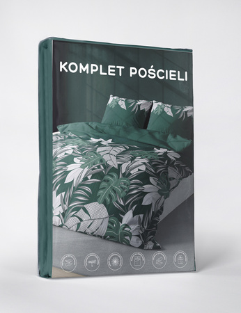 POŚCIEL ZIELONA BUTELKOWA ZIELEŃ KWIATKI 220X200