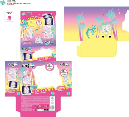 ŚWIECĄCY JEDNOROŻEC DIY DO DEKOROWANIA MALOWANIA 60 NAKLEJEK SKARBONKA