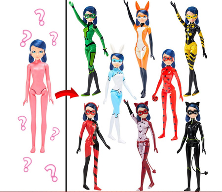 MIRACULOUS Lalka Niespodzianka TUBA Transformacja Marinette BIEDRONKA KWAMI