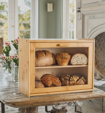 Chlebak bambusowy pojemnik żywność przyprawy półka szafka do kuchni deska